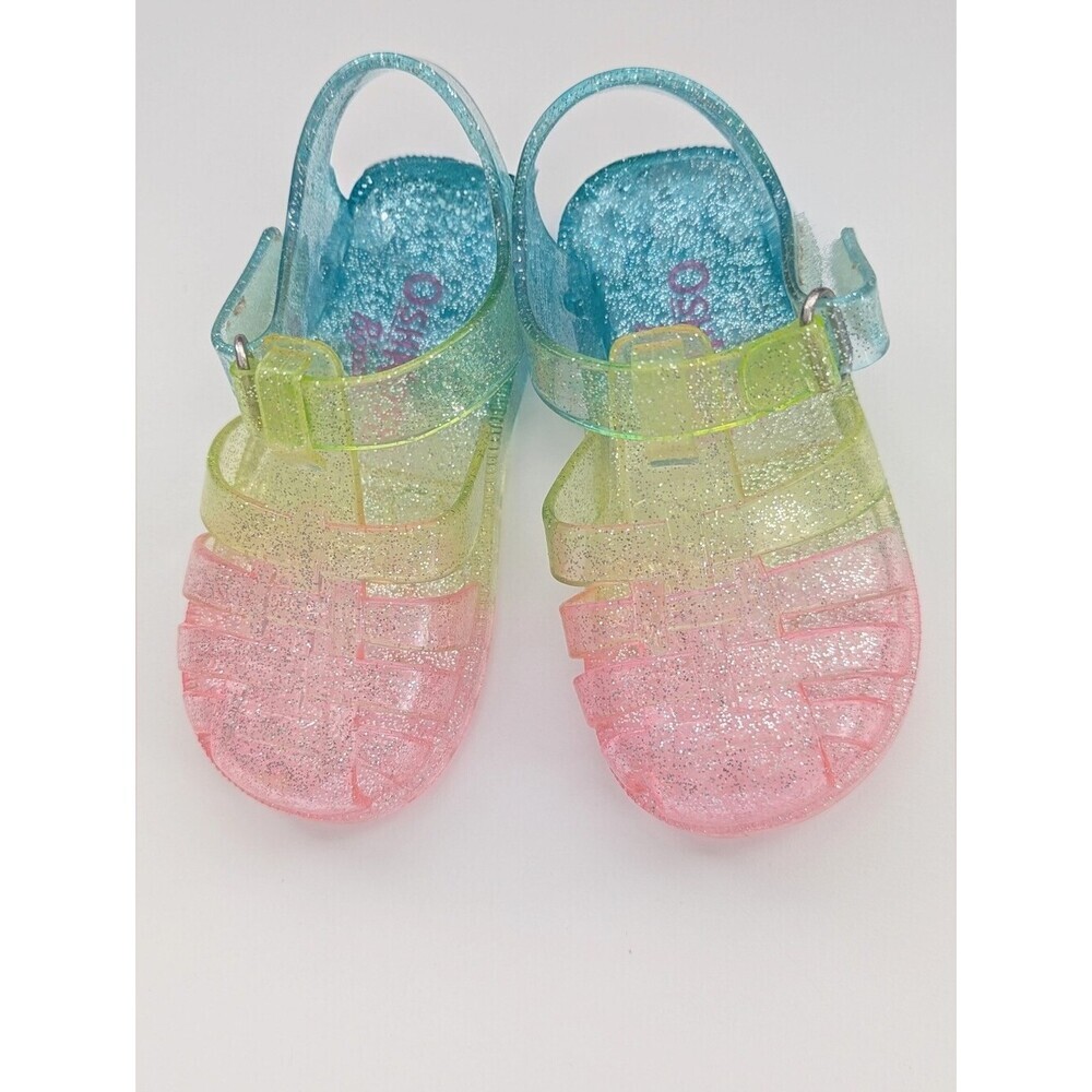 OshKosh B'gosh Baby (Size 4) Glitter Jelly Sandals in Pastel Rainbow Colors - Picture 2 of 16